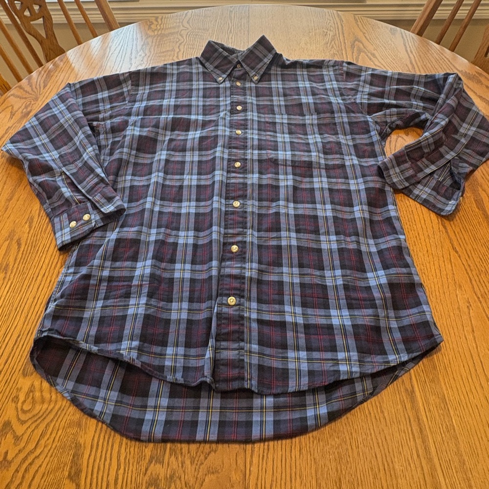Burberry London USA Made Vintage 90’s Blue Tartan Plaid Shirt Men’s M